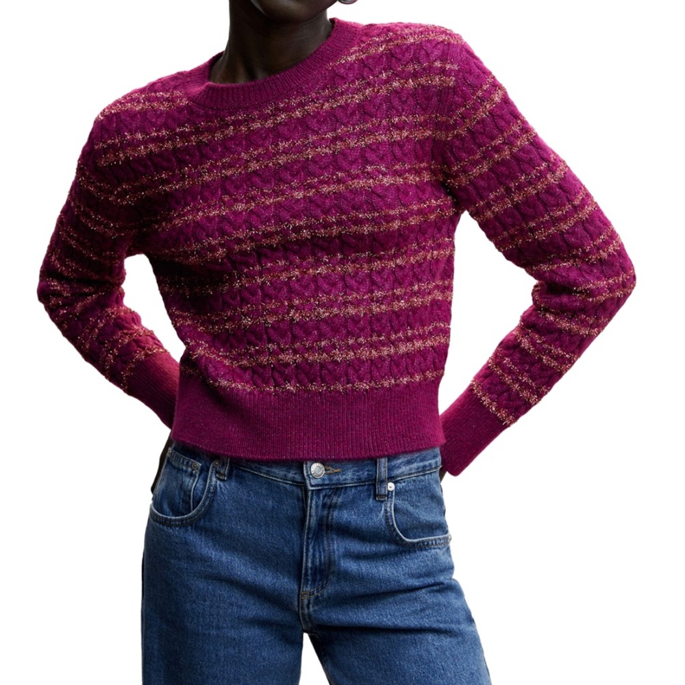 Mango Burgundy and Pink Knit Sweater